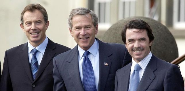 Blair, Bush y Aznar en la reunin de las Azores que desemboc en la invasin de Irak de 2003.