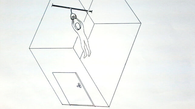 Dibujo de Mohamed en el que describe la privación de sueño que sufren los presos en Guantánamo
