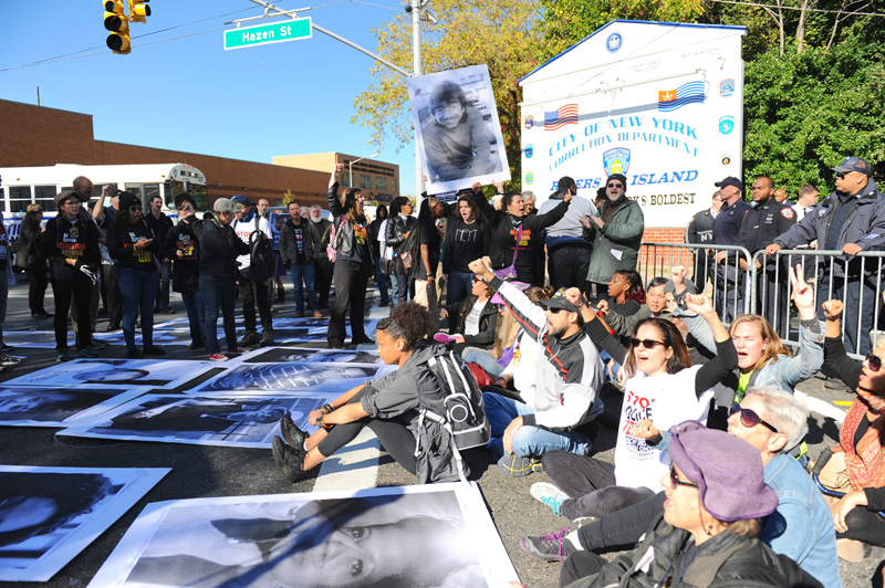 October 23, 2015--Shutting down entrance to Rikers