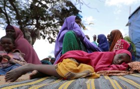 Somalis families, displaced after fleeing Southern Somalia amid an uptick in U.S. airstrikes, rests at an IDP camp near Mogadishu, on Mar. 12, 2020.