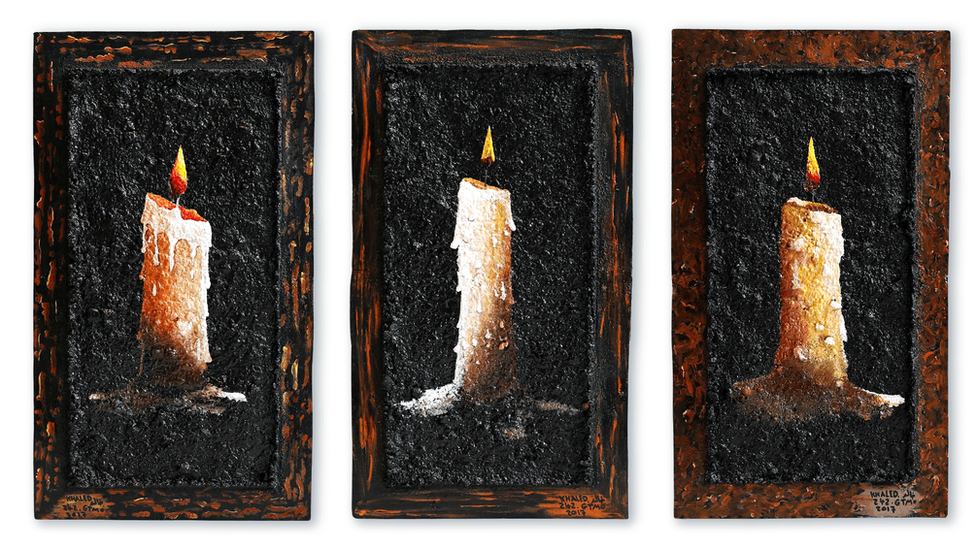 Khalid Qasim created nine solitary candles for the nine men who died in Guantanamo
