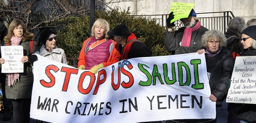 2017 de la guerra de Yemen protesta (foto vía Felton Davis)